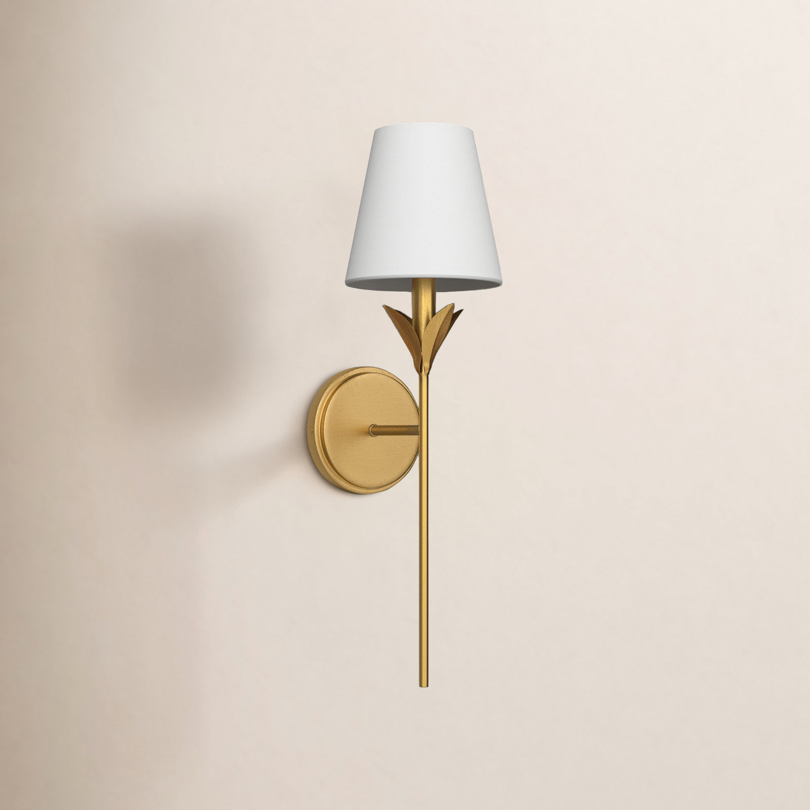 Margo Single Light Dimmable Silk Wallchiere, Antique Gold