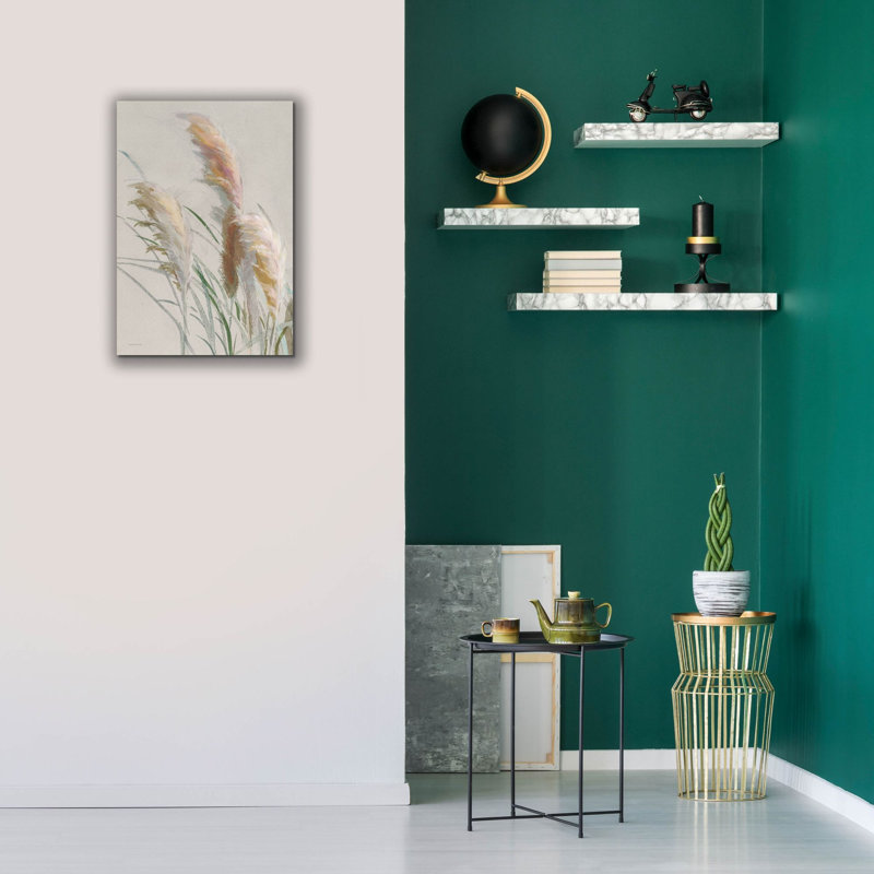 Art mural sur toile  «Neutral Pampas Grasses 2» par Danhui Nai, H 26 po x l 18 po