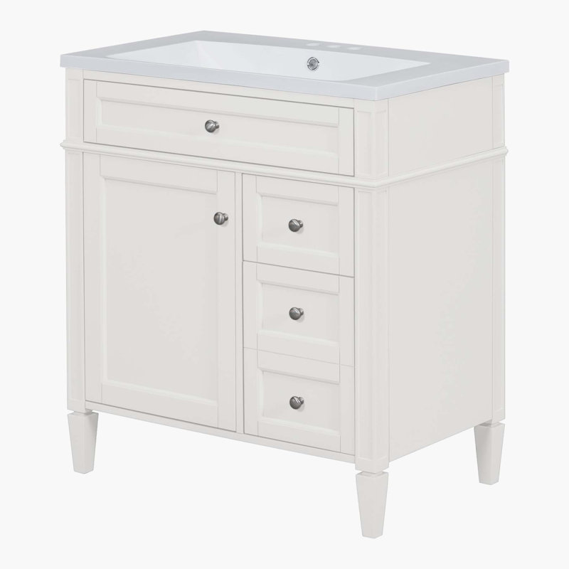 30'' Single Bathroom Vanity with Top, White