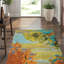 Landscape Floral Handmade Tufted Wool Teal/Yellow/Blue Area Rug-12311688