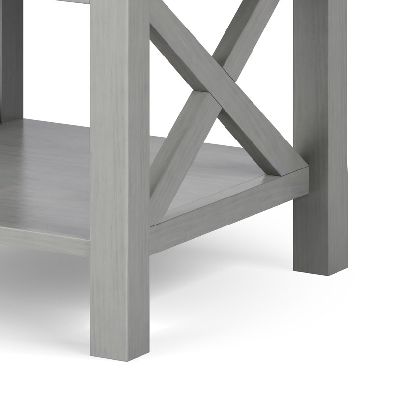 Fog Gray Solid Wood Transitional End Table with Storage