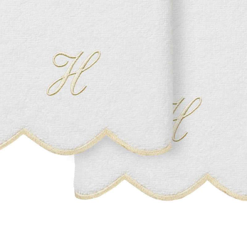 Ensemble de serviettes à main personnalisables 2 pièces Linorn Home Textiles 100% coton turc ADORNIA, H, Blanc / beige