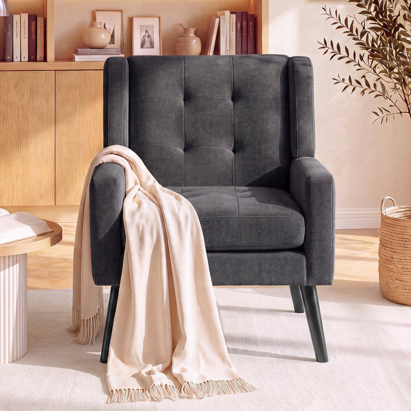 Fauteuil d'appoint Bolanle, Lin gris anthracite