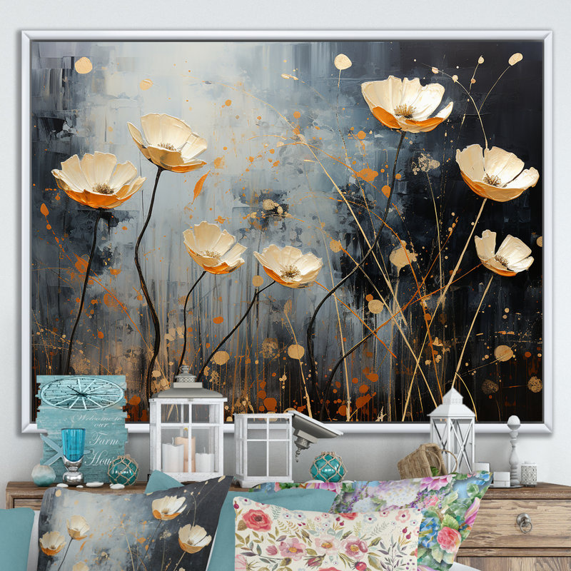 Gilded Garden Blooming Meadows I, Cadre flottant blanc, 34" H x 44" W