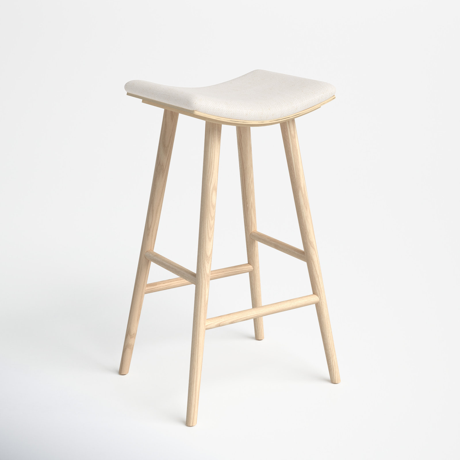 Schaeffer Solid Wood Stool, Bar Stool (30" Seat Height), Rayon/Viscose - Essence Natural/Light Parawood