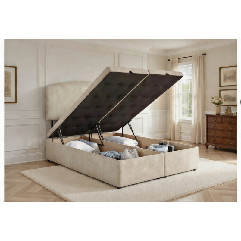 Upholstered Ottoman Bed, Super King, Cream
