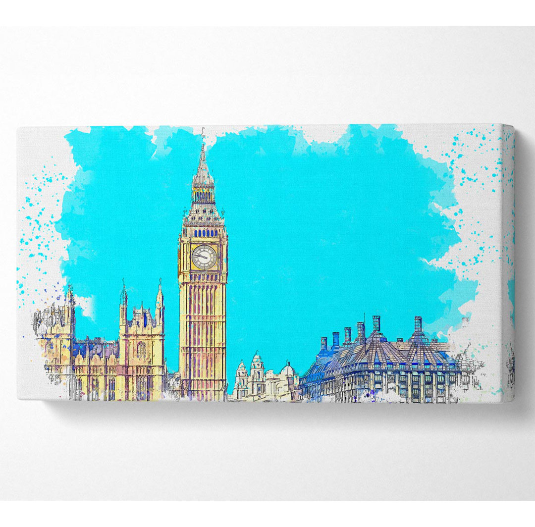 London Big Ben Splatter - Leinwanddrucke auf Wrapped Canvas