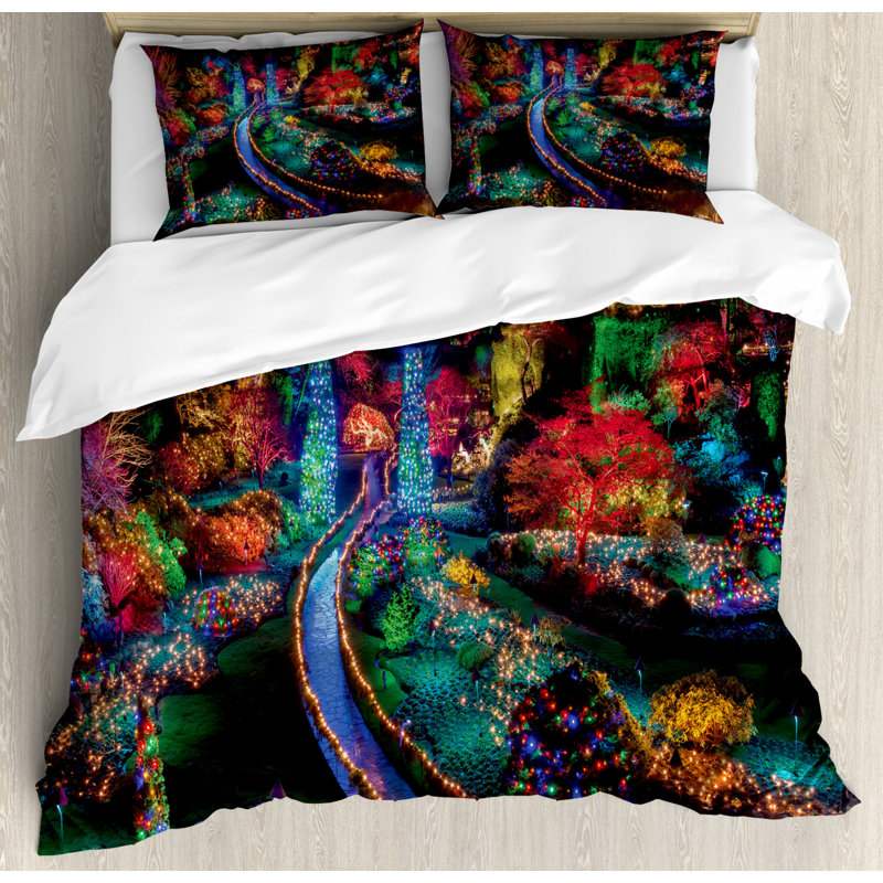 Cottage Americana Floral Duvet Cover, Queen Duvet Cover + 2 Shams