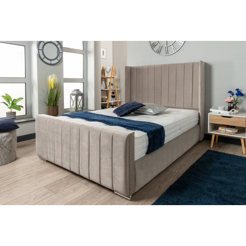 Coopersville Upholstered Ottoman Storage Bed with Mattress, Silver, Kingsize (5')