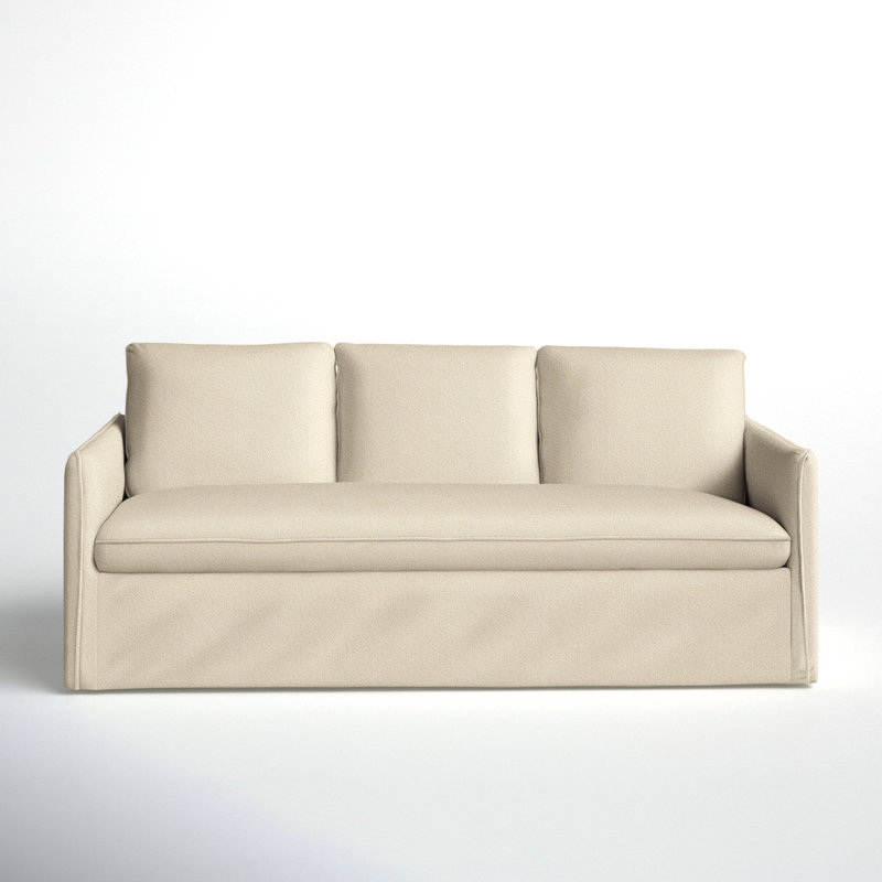 Bellatrix 83'' Slipcovered Sofa, Davis Pearl Performance Bouclé