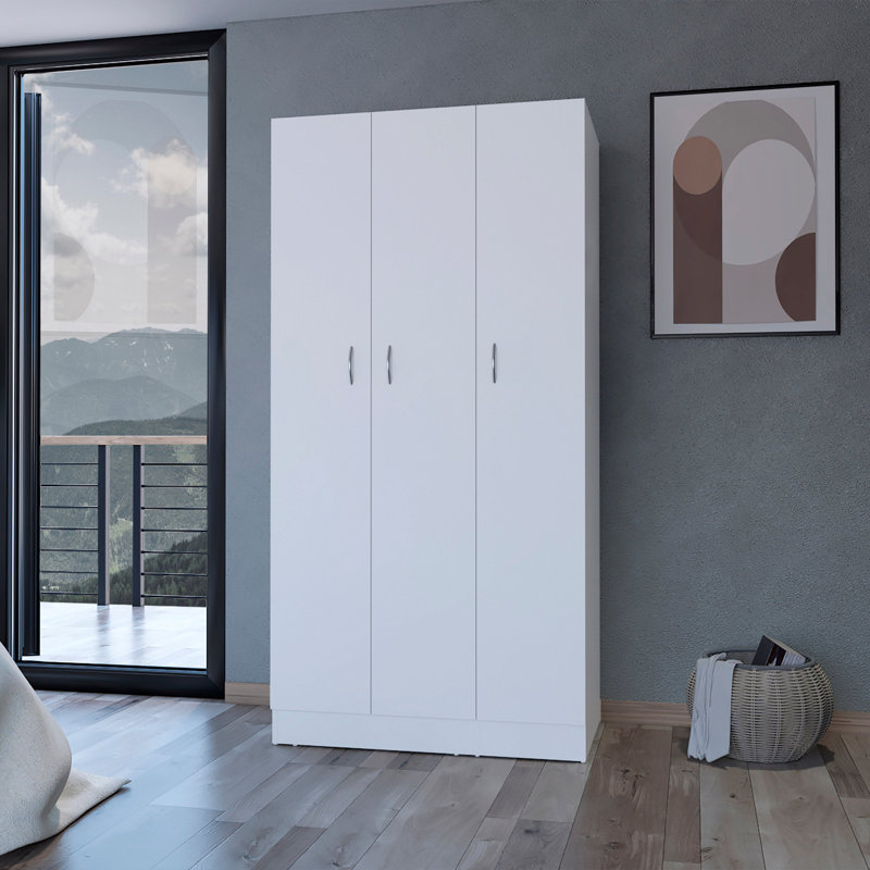 Armoire 3 portes avec tringle, Blanc