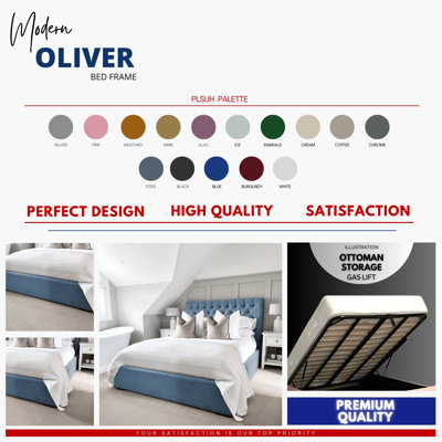 Bangura Chesterfield Ottoman Storage Bed - Velvet Upholstered Gas Lift Bed Frame with Footboard