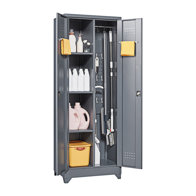 Armoire à outils en métal avec porte verrouillable, Gris