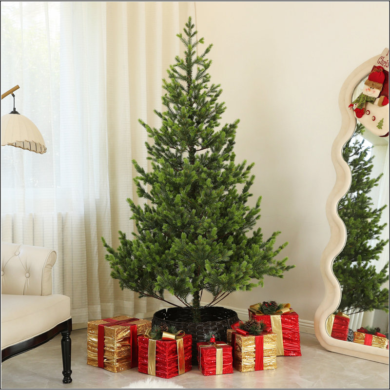 Arbre de Noël artificiel de 7 pi, cèdre réaliste clairsemé avec 2901 pointes, assemblage facile, arbre de Noël articulé pour les fêtes à domicile, vert