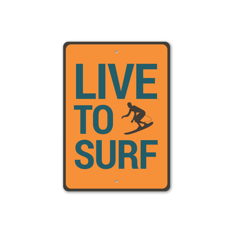 Panneau Live To Surf, H 18 po x l 12 po x P 0,06 po