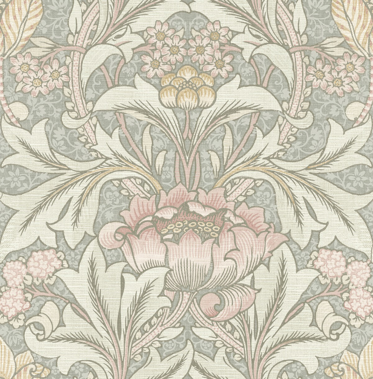 Rihanon Wallpaper Roll, Gray/Green Mist