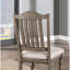 Chaises de salle à manger 2 pièces, bois massif gris antique avec siège en tissu et pieds tournés, chaises de style transitionnel moderne de style Mid-Century, style contemporain