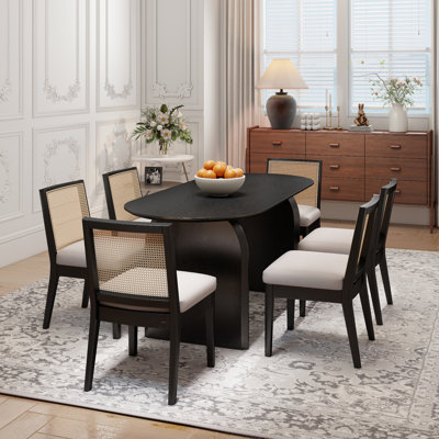 Ensemble de salle à manger de style Mid-Century moderne en bois et chaises rembourrées pour la maison, la cuisine et la salle à manger