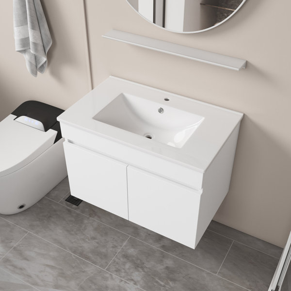Ebern Designs Camryn 36.01'' Single Bathroom Vanity with Solid Wood Top ...