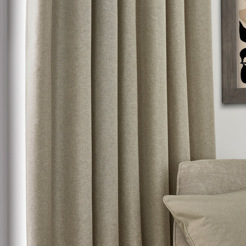 Dawn 100% Blackout Pencil Pleat Curtains, 229cm x 137cm , Natural