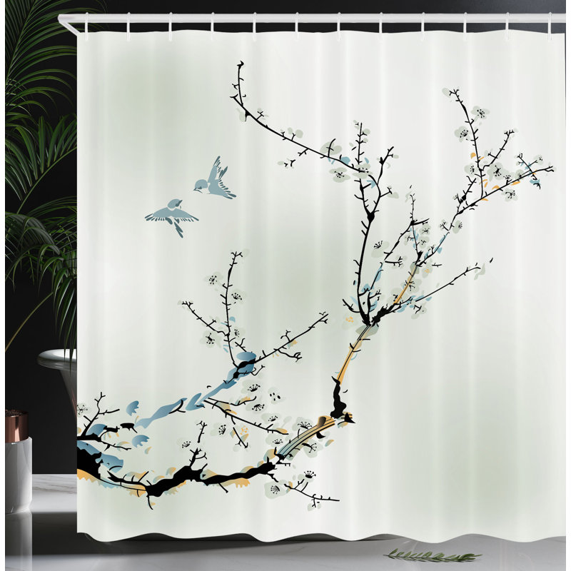 Ensemble de rideau de douche et crochets de la nature, Noir ivoire, H 75 po x l 69 po