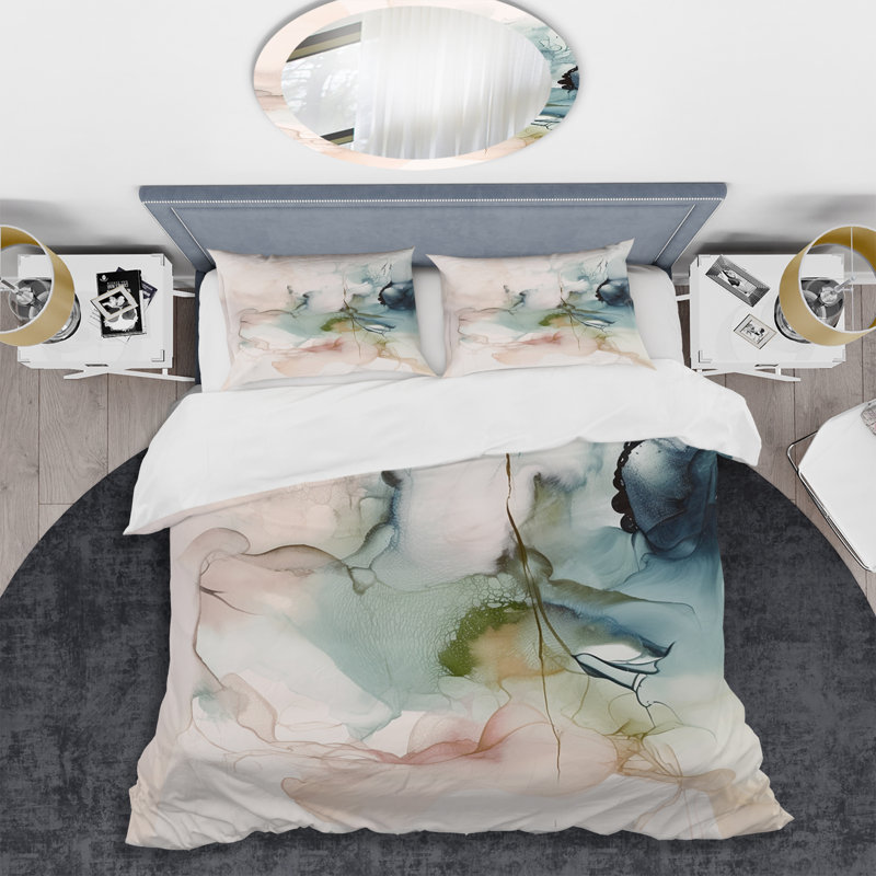 Ensemble de housse de couette en marbre vert et crème Essence Of Modernity IV