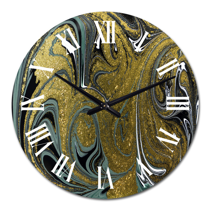 Horloge murale moderne bleue et dorée, Moyen