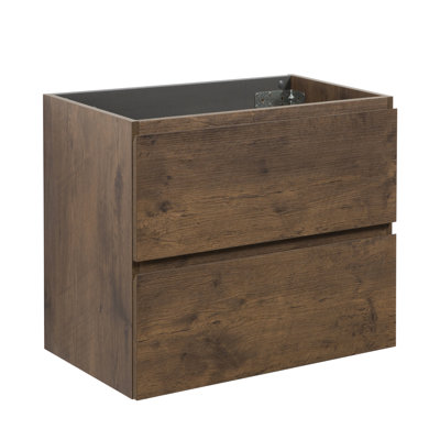 24W-105 Wall Mounted Cabinet, Walnut, No Basin, 2 Drawers, Pre-Assembled, Ample Drawer Space, Modernistic Flair Walnut Mount Cabinet Without Basin - 24W-105, Silent Functionality, Stylish Appeal