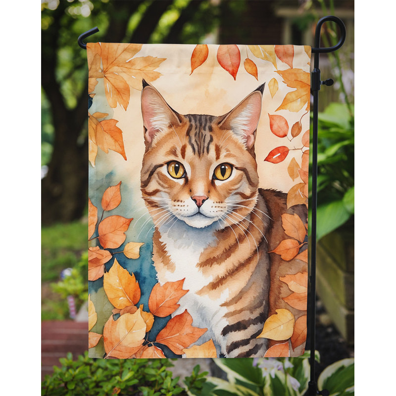 Chat en feuilles d'automne drapeau de jardin, Égée