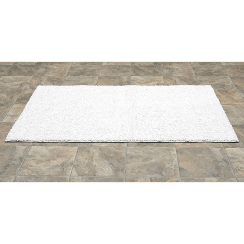 Roanoke Cotton Bath Rug with Non-Slip Backing, White, 30" x 50"