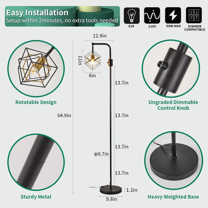 Rustic Style Standing High Platform Lamp