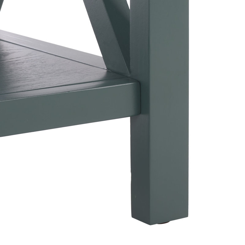 Stylish Paignt Etagere Bookcase – Farmhouse Chic 2-Shelf Display & Storage Organizer for Living Room, Slate Teal