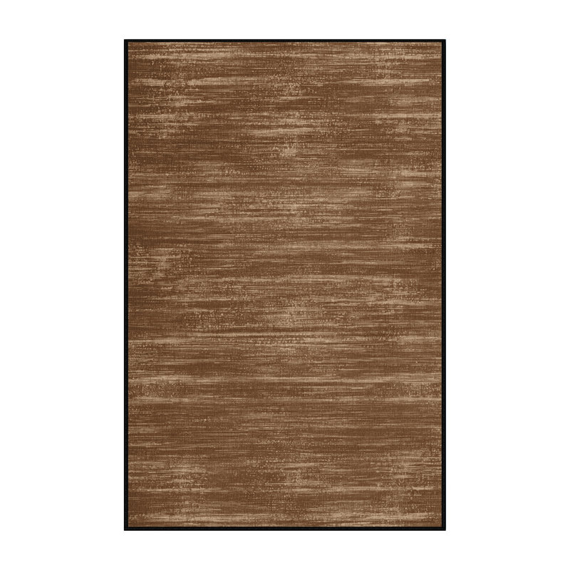 Machine Washable Solid Brown Area Rug, Rectangle 3' x 5'
