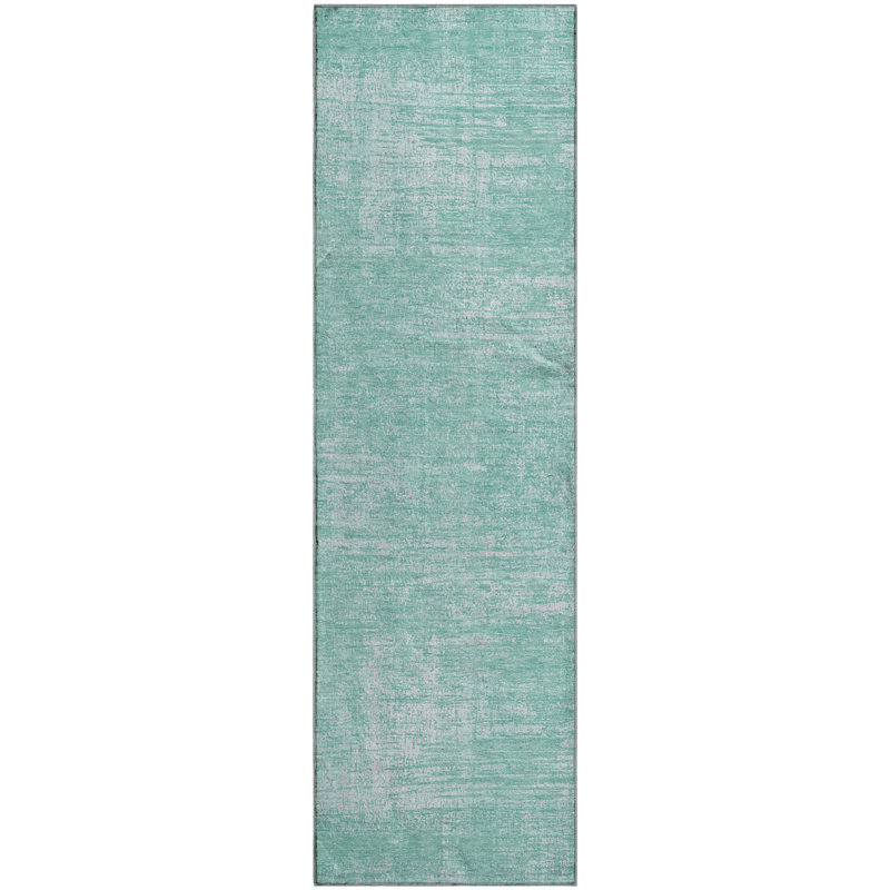 Premium Machine Washable Prisco Turquoise Rug, Runner 2'3" x 7'6"