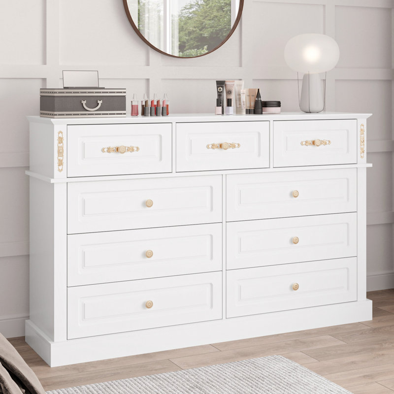 Grande commode à 9 tiroirs, Blanc