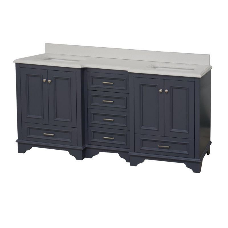 Ensemble de meuble-lavabo double 72 po Loughlam, Quartz, Gris marine