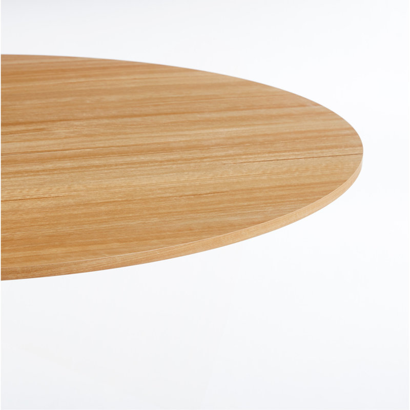 Table de salle à manger 42,1 po de style Mid-Century pour 4 à 6 personnes avec plateau rond en MDF, table de salle à manger à piédestal et table basse de loisirs