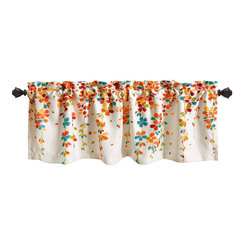 Weeping Flower Floral Tailored Window Valance, Orange/Green