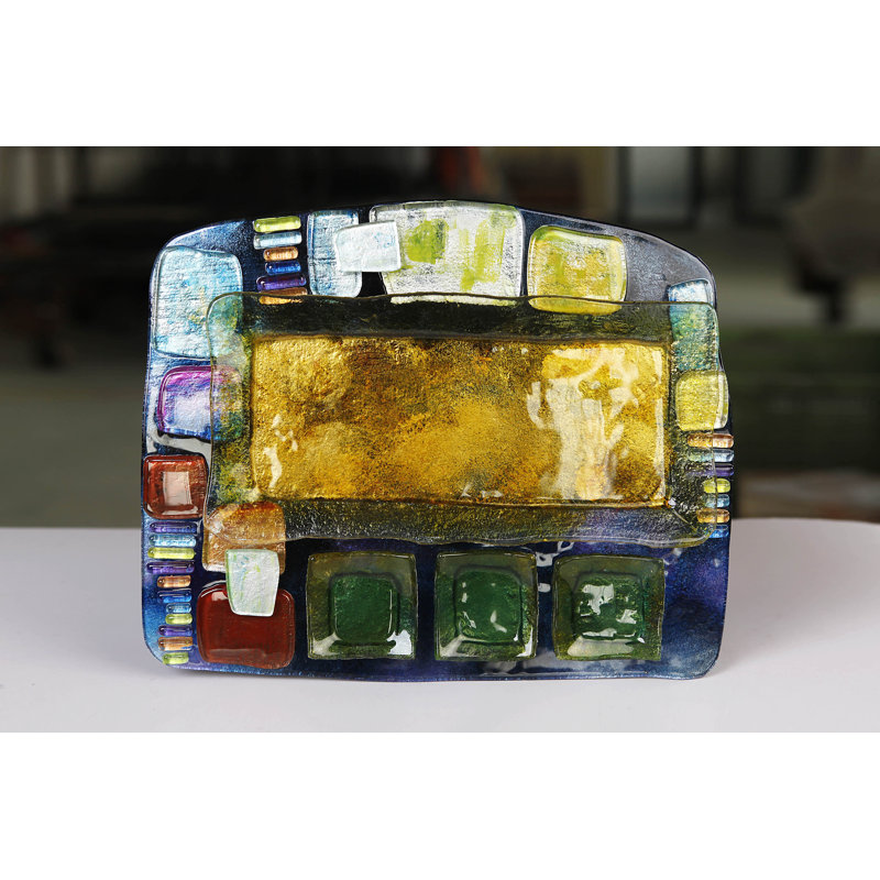 World Menagerie Wark Glass Cheese Board, Yellow/Green