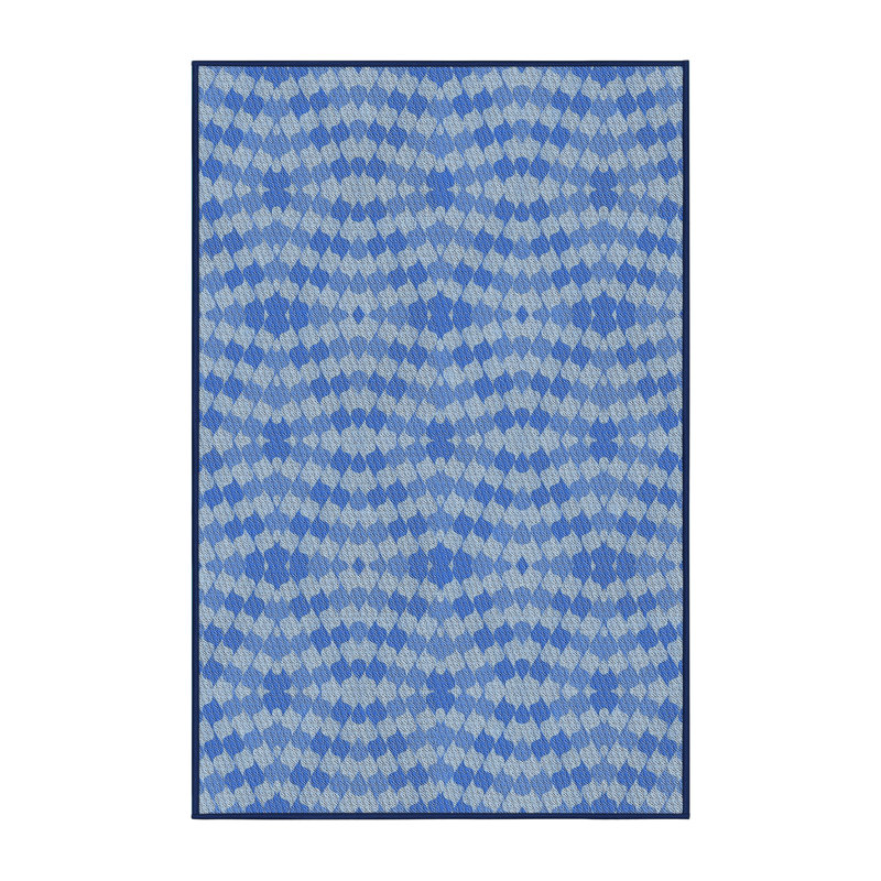 Tapis bleu ciel à motifs, Rectangle 5 pi x 7 pi