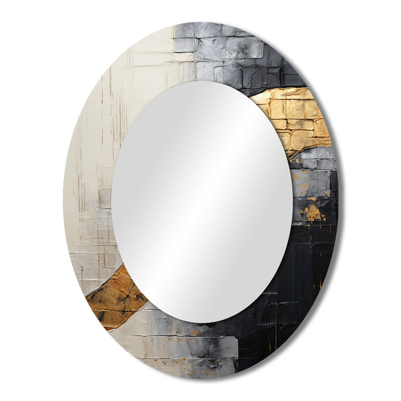 Gris gris or minimalisme Poteries - miroir mural moderne gris ovale, 43 po x 33 po