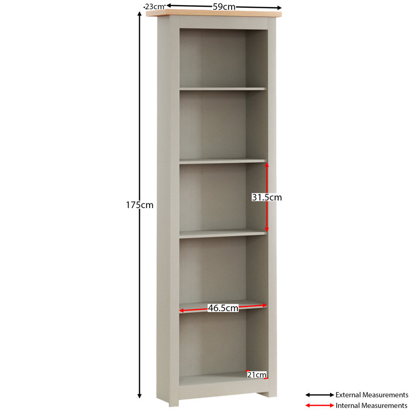 Beacsfield 175cm H x 59cm W Standard Bookcase, Grey
