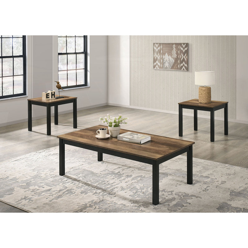 Ensemble de table 3 pièces de style contemporain, Brun, Bois