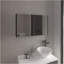 Armoire à pharmacie à double porte avec miroir, trois tablettes intérieures pour la salle de bain, cuisine noire-1361295619