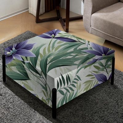 Motif tropical vert sérénade de bambou - grand repose-pieds carré tropical