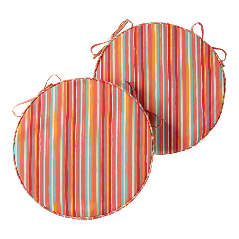 Outdoor Round Dining Chair Seat Pad, Watermelon Stripe