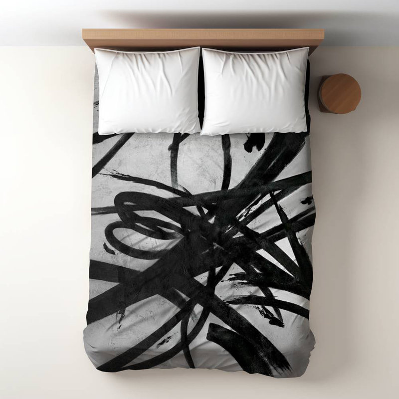 Polyester Sateen Duvet Cover, Twin Duvet, Blue Circular Strokes