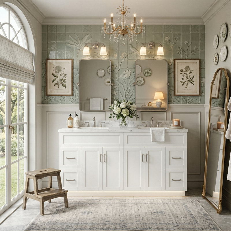 Double meuble-lavabo moderne de 60 pouces avec comptoir en résine intégré, grand meuble-lavabo avec 4 tiroirs cachés à fermeture en douceur et tablettes réglables