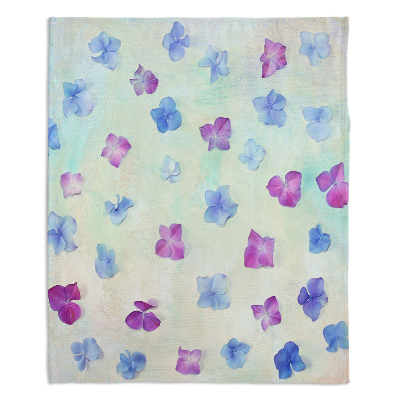  Jeté d'hortensias, l 68 po x L 80 po