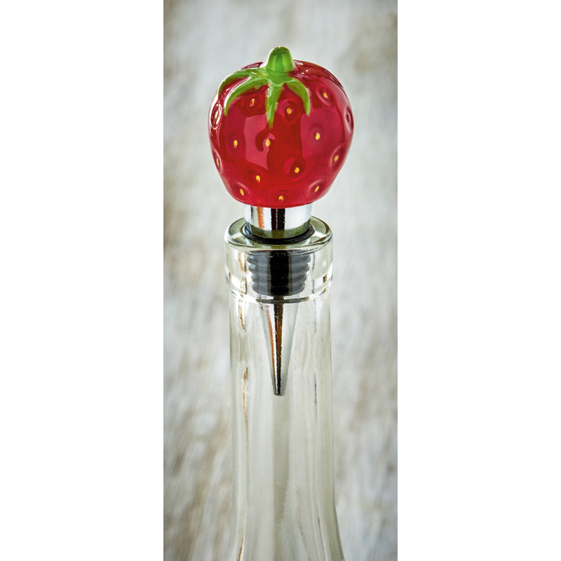 Strawberry Bottle Stopper Red Multi Earthenware Everyday